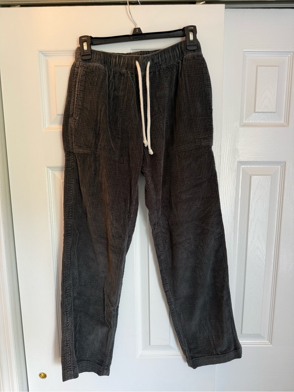 Womens Casual Drawstring Corduroy Pants - Charcoal